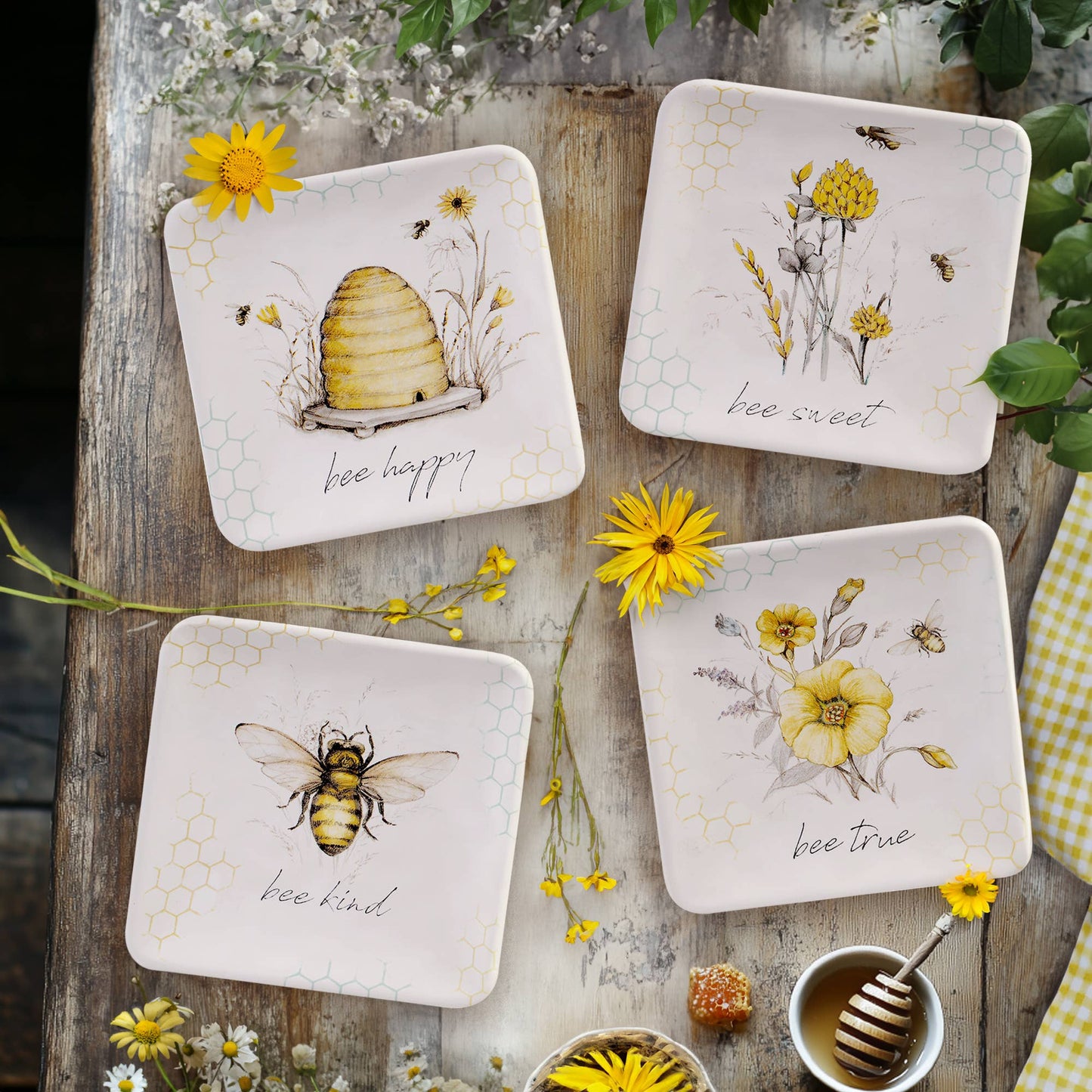 Bee Sweet Canape Plates  6 in  asst.