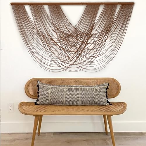 Flber Large Macrame Wall Hanging Brown Die-Dyed 57.00" W x 31.00" L Boho Wall Decor Yarn Tapestry Craftsmanship Home Macrame Wall Decor