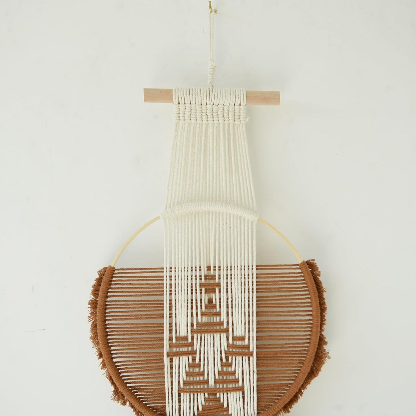 Macrame Wall Hanging Boho Wall Decor 3Pcs Brown Fiber Wall Art Handmade Home Room Décor