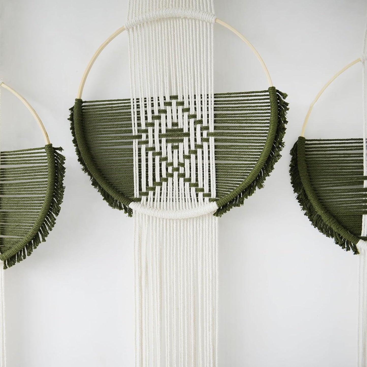 Macrame Wall Hanging Boho Wall Decor 3Pcs Brown Fiber Wall Art Handmade Home Room Décor