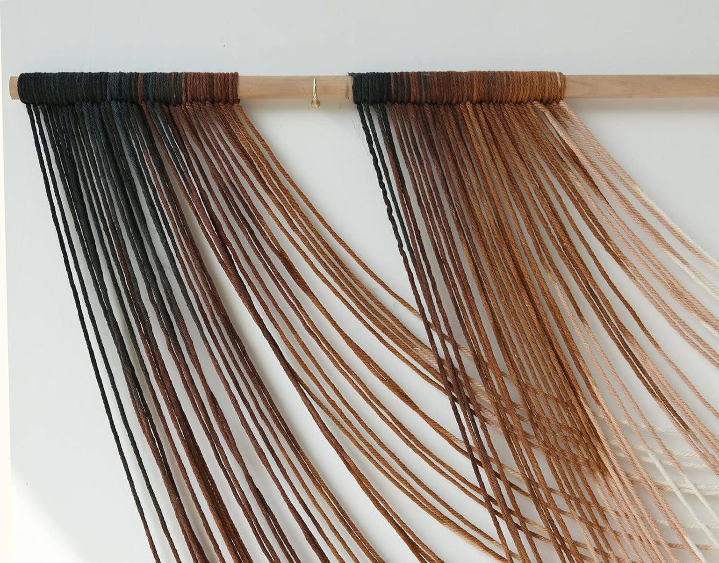 Flber Large Macrame Wall Hanging Brown Die-Dyed 57.00" W x 31.00" L Boho Wall Decor Yarn Tapestry Craftsmanship Home Macrame Wall Decor