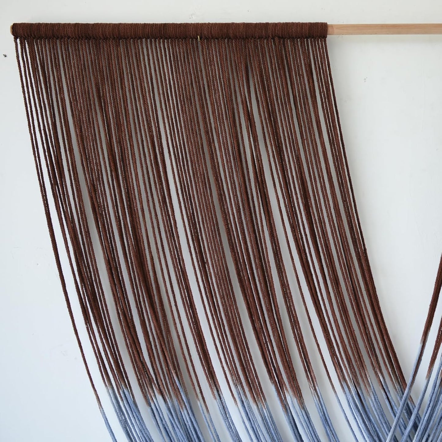 Flber Large Macrame Wall Hanging Brown Die-Dyed 57.00" W x 31.00" L Boho Wall Decor Yarn Tapestry Craftsmanship Home Macrame Wall Decor