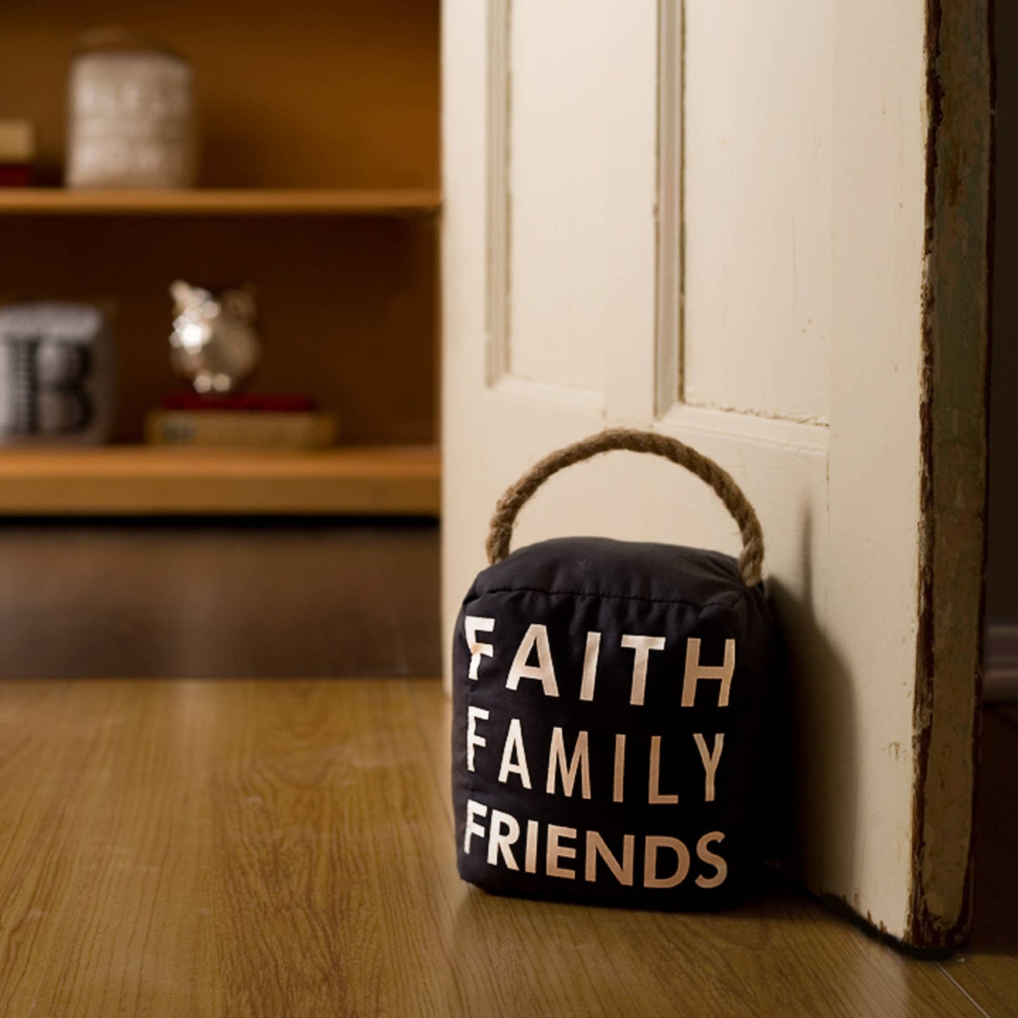 Faith Family Friends - 5" x 6" Dark Gray Door Stopper