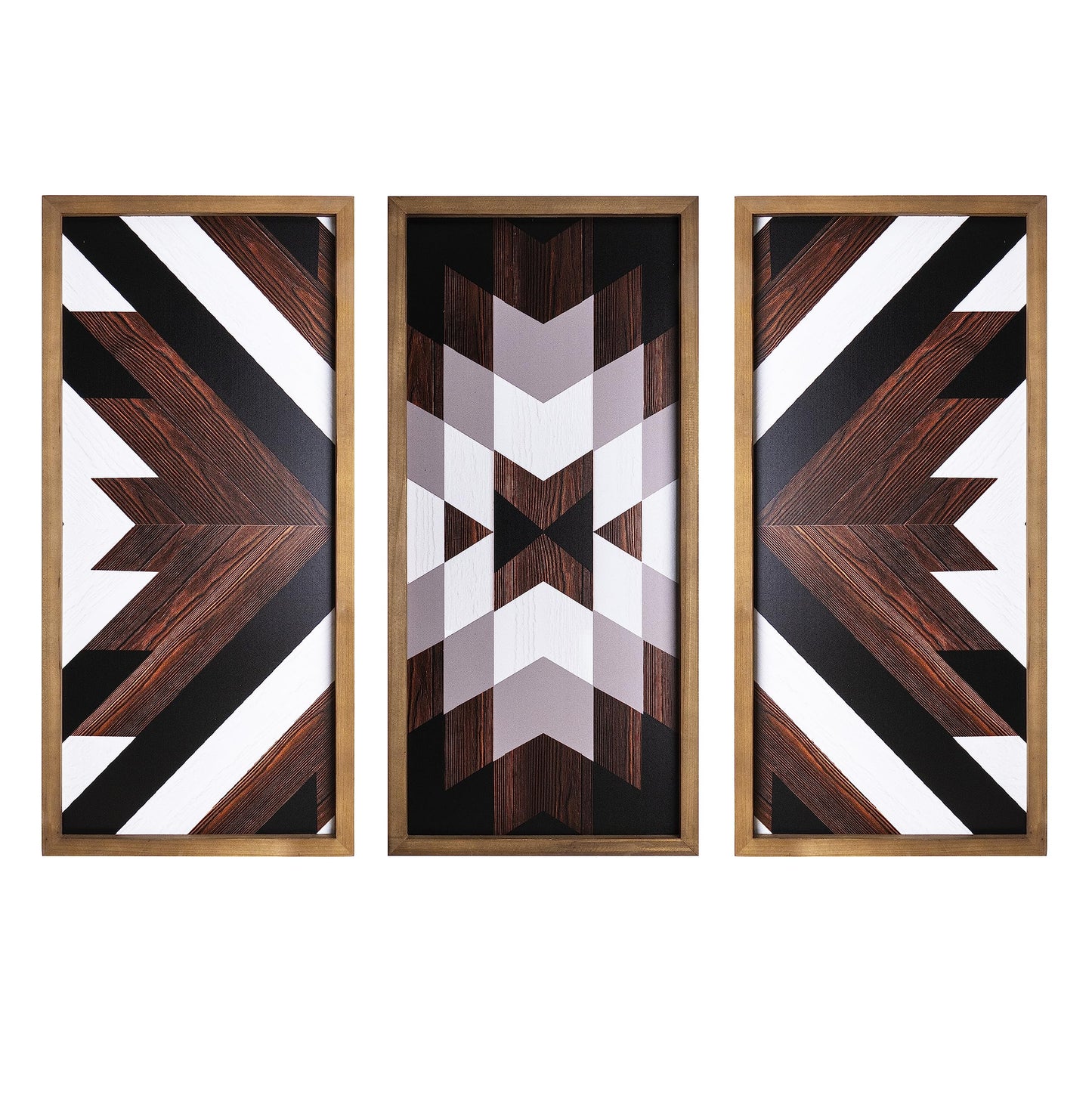 flangairy Aztec Wall Decor 3pcs, Wooed Western Wall Art, Native American Tribal Southwestern Boho Living Room Bedroom Kitchen Bathroom Southwest Farmhouse Modern Rustic Home Decorations