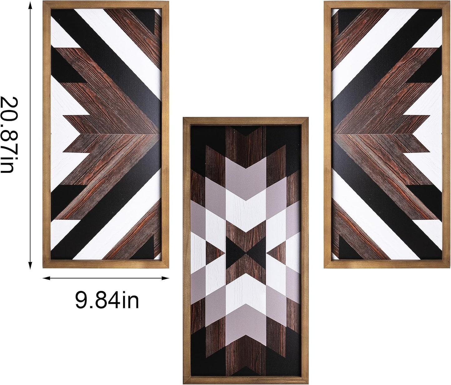 flangairy Aztec Wall Decor 3pcs, Wooed Western Wall Art, Native American Tribal Southwestern Boho Living Room Bedroom Kitchen Bathroom Southwest Farmhouse Modern Rustic Home Decorations