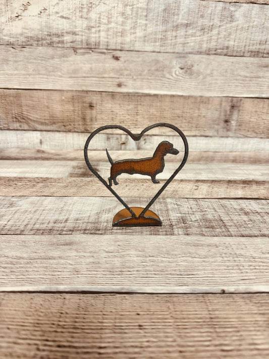 Outline Heart With Dachshund Doodad Standing Figurine Pet