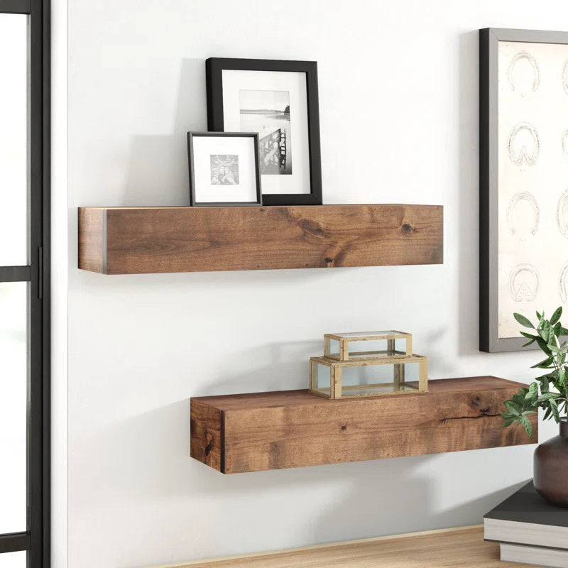 Ayansh 2 Piece Alder Floating Shelf (Set of 2)