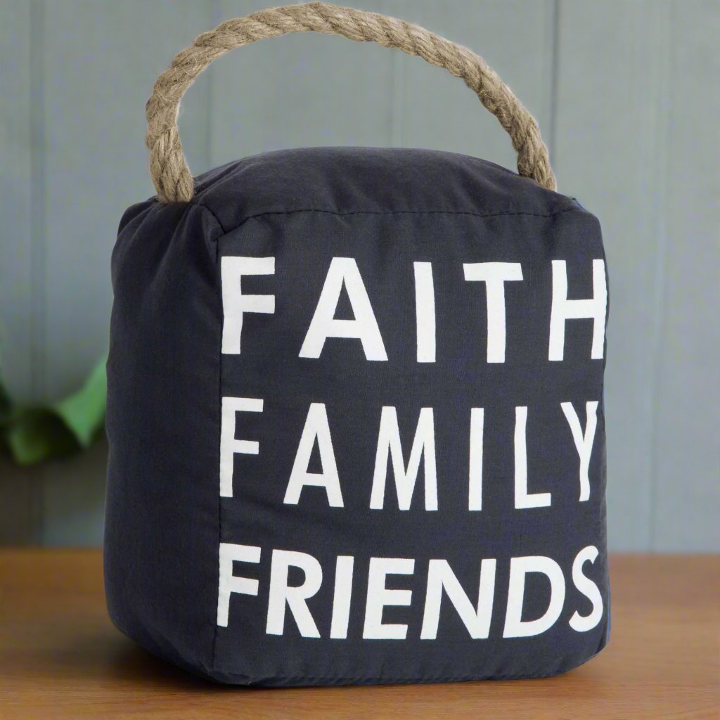 Faith Family Friends - 5" x 6" Dark Gray Door Stopper