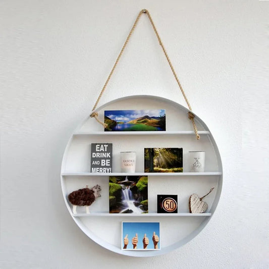 Modern Simple Hanging Round Creative Iron Floating Shelf Wall Decor