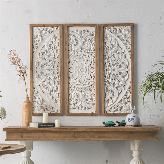 Unique Handmade Home Decor Antique White Wooden Wall Panel Items Mixed Carved Wood Wedding Art Square Wood Wall Decor