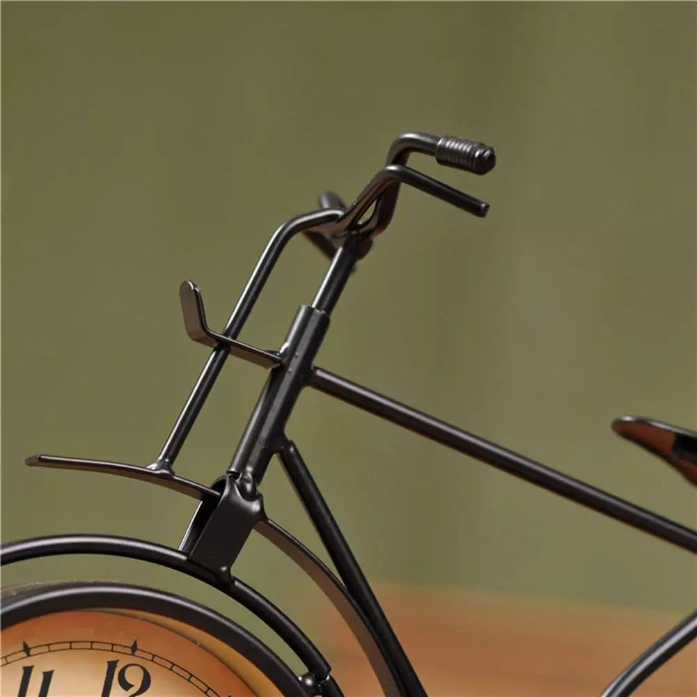 Desk Clock Vintage Table Bike Clock Desktop Silent Metal Clock for Office Bedroo