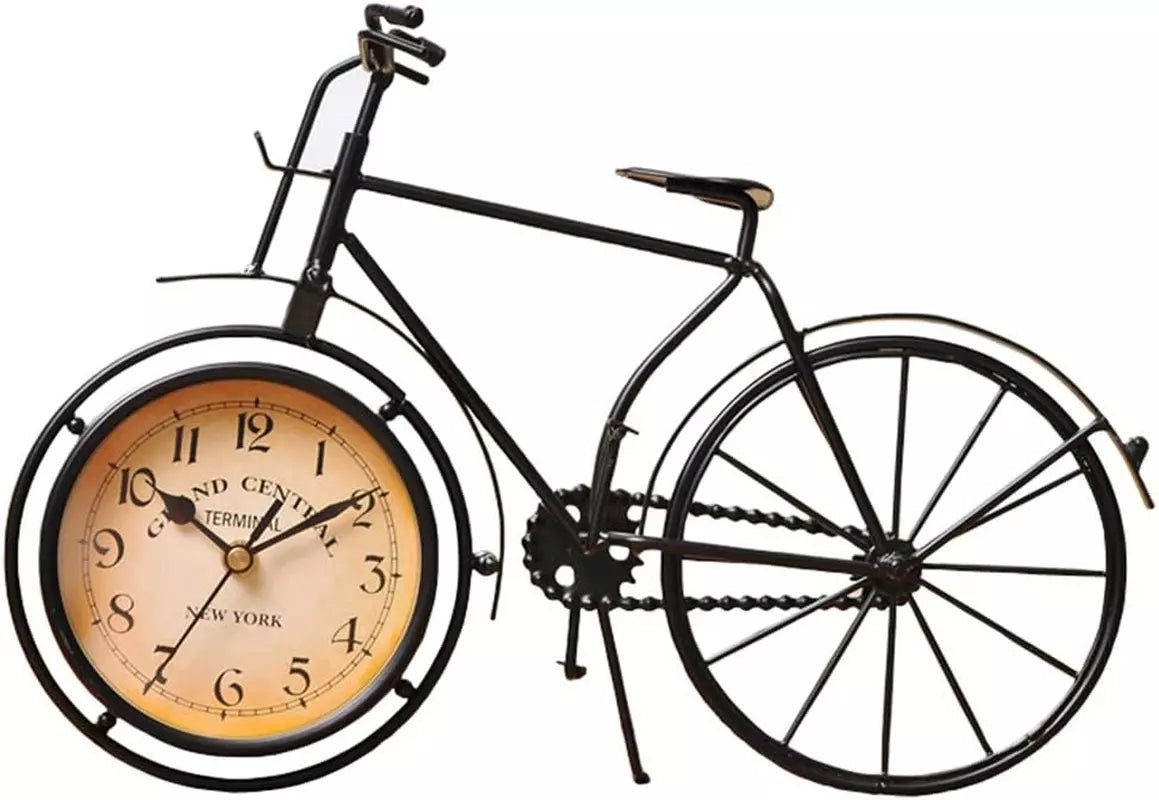 Desk Clock Vintage Table Bike Clock Desktop Silent Metal Clock for Office Bedroo