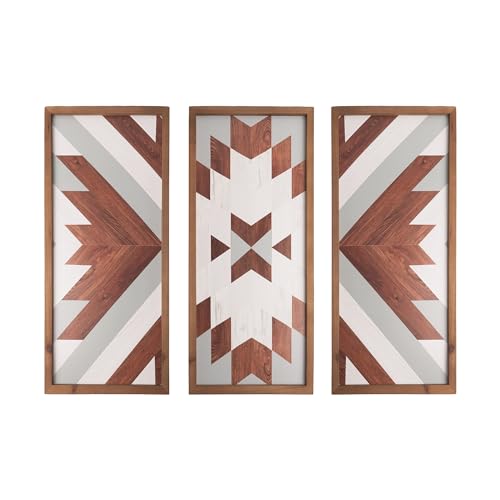 flangairy Aztec Wall Decor 3pcs, Wooed Western Wall Art, Native American Tribal Southwestern Boho Living Room Bedroom Kitchen Bathroom Southwest Farmhouse Modern Rustic Home Decorations