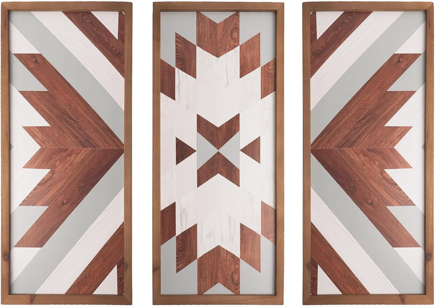 flangairy Aztec Wall Decor 3pcs, Wooed Western Wall Art, Native American Tribal Southwestern Boho Living Room Bedroom Kitchen Bathroom Southwest Farmhouse Modern Rustic Home Decorations